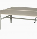 Romeo Duo werkplek, hoogte verstelbaar (62-85cm) dmv slinger met 160x80/80cm 20mm bladen en H-frame