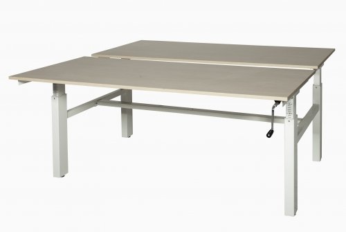 Romeo Duo werkplek, hoogte verstelbaar (62-85cm) dmv slinger met 180x80/80cm 20mm bladen en H-frame