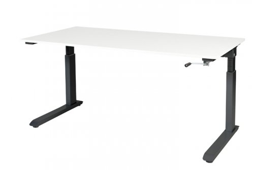 Othello C-poot bureau, hoogte verstelbaar (62-85cm) dmv slinger met 160x80cm 20mm blad en frame