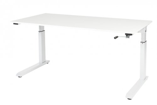 Schaffenburg Othello C-poot bureau hoogte verstelbaar (62-85cm) dmv slinger met 160x80cm krijtwit 20mm blad en wit (RAL9010) frame