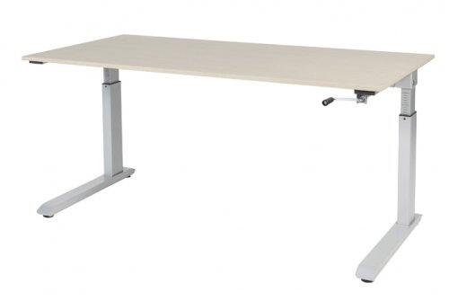 Schaffenburg Othello C poot bureau hoogte verstelbaar(62 85cm)dmv slinger met 160x80cm lindberg eiken 20mm blad en aluminium(RAL9006)frame