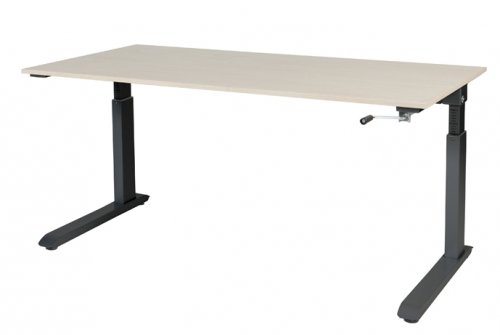 Othello C-poot bureau, hoogte verstelbaar (62-85cm) dmv slinger met 160x80cm 20mm blad en frame