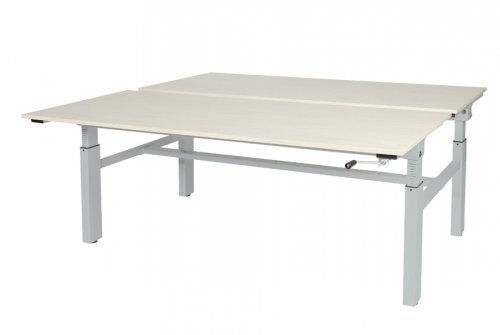 Othello Duo werkplek, hoogte verstelbaar (62-85cm) dmv slinger met 160x80/80cm 20mm bladen en H-frame