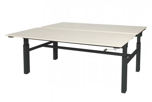 Othello Duo werkplek, hoogte verstelbaar (62-85cm) dmv slinger met 160x80/80cm 20mm bladen en H-frame