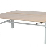 Othello Duo werkplek, hoogte verstelbaar (62-85cm) dmv slinger met 160x80/80cm 20mm bladen en H-frame