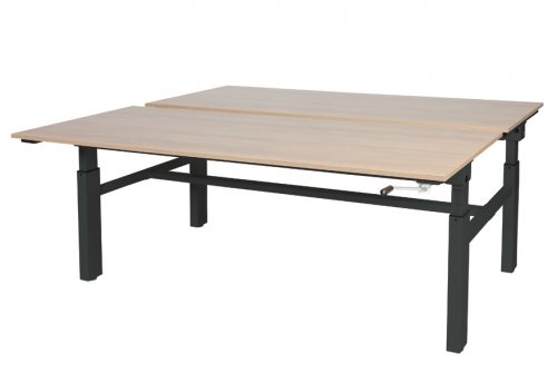 Othello Duo werkplek, hoogte verstelbaar (62-85cm) dmv slinger met 160x80/80cm 20mm bladen en H-frame