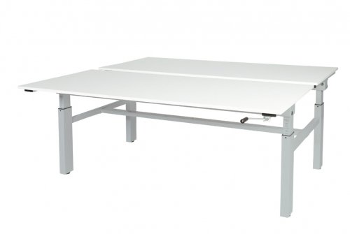 Othello Duo werkplek, hoogte verstelbaar (62-85cm) dmv slinger met 160x80/80cm 20mm bladen en H-frame