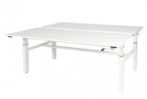 Othello Duo werkplek, hoogte verstelbaar (62-85cm) dmv slinger met 160x80/80cm 20mm bladen en H-frame