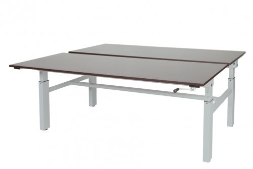 Othello Duo werkplek, hoogte verstelbaar (62-85cm) dmv slinger met 180x80/80cm 20mm bladen en H-frame
