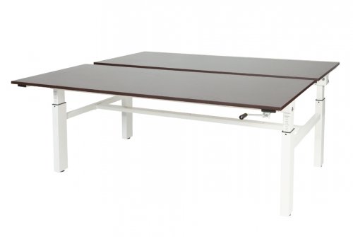 Othello Duo werkplek, hoogte verstelbaar (62-85cm) dmv slinger met 180x80/80cm 20mm bladen en H-frame
