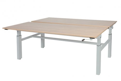 Othello Duo werkplek, hoogte verstelbaar (62-85cm) dmv slinger met 180x80/80cm 20mm bladen en H-frame