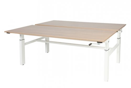 Othello Duo werkplek, hoogte verstelbaar (62-85cm) dmv slinger met 180x80/80cm 20mm bladen en H-frame