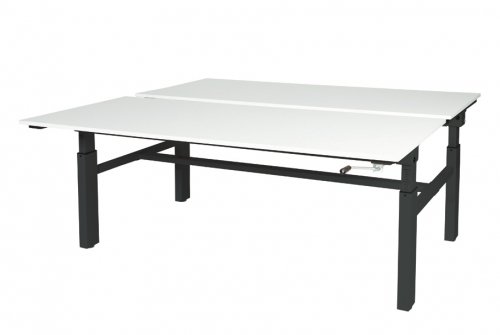Othello Duo werkplek, hoogte verstelbaar (62-85cm) dmv slinger met 180x80/80cm 20mm bladen en H-frame