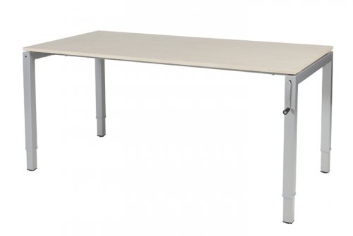 Schaffenburg Cubeo 4-poot bureau hoogte verstelbaar (62-97cm) dmv slinger met 160x80cm lindberg eiken 20mm blad en aluminium (RAL9006) frame