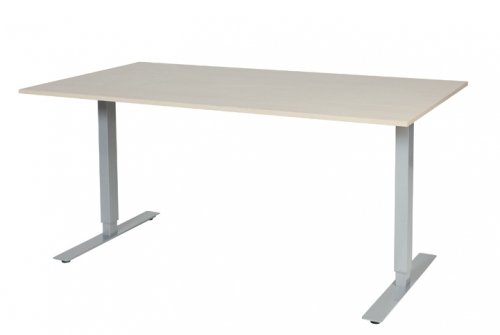 Schaffenburg Electric T bureau zit sta(69 116cm)hoogte verstelbaar dmv elektromotoren met 160x90cm lindberg eiken 20mm blad en aluminium(RAL9006)frame