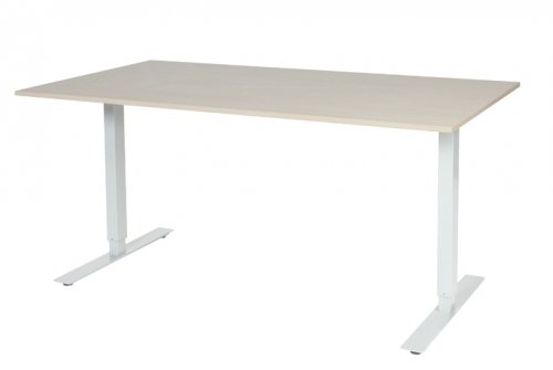 Schaffenburg Electric-T bureau zit-sta (69-116cm) hoogte verstelbaar dmv elektromotoren met 160x90cm lindberg eiken 20mm blad en wit (RAL9010) frame