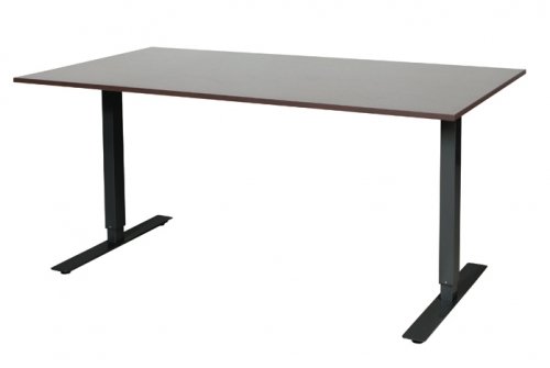 Schaffenburg Electric-T bureau zit-sta (69-116cm) hoogte verstelbaar dmv elektromotoren met 160x90cm wenge donker 20mm blad en zwart (RAL9011) frame