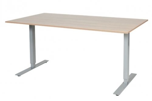 Schaffenburg Electric-T bureau zit-sta (69-116cm) hoogte verstelbaar dmv elektromotoren met 160x90cm kersen licht 20mm blad en aluminium (RAL9006) frame