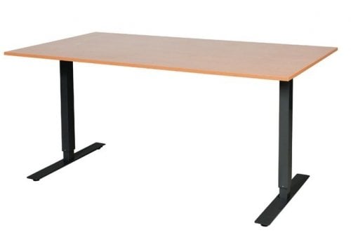 Schaffenburg Electric-T bureau zit-sta (69-116cm) hoogte verstelbaar dmv elektromotoren met 160x90cm kersen licht 20mm blad en zwart (RAL9011) frame