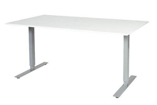 Schaffenburg Electric-T bureau zit-sta (69-116cm) hoogte verstelbaar dmv elektromotoren met 160x90cm licht grijs 20mm blad en aluminium (RAL9006) frame