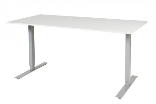 Schaffenburg Electric-T bureau zit-sta (69-116cm) hoogte verstelbaar dmv elektromotoren met 160x80cm krijtwit 20mm blad en aluminium (RAL9006) frame