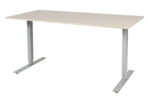 Schaffenburg Electric T bureau zit sta(69 116cm)hoogte verstelbaar dmv elektromotoren met 160x80cm lindberg eiken 20mm blad en aluminium(RAL9006)frame