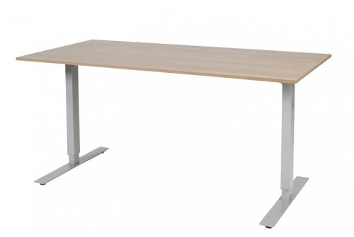 Schaffenburg Electric-T bureau zit-sta (69-116cm) hoogte verstelbaar dmv elektromotoren met 160x80cm kersen licht 20mm blad en aluminium (RAL9006) frame