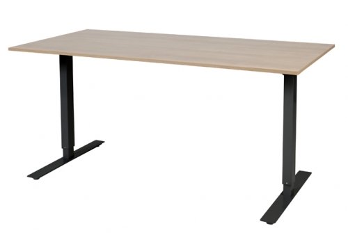 Schaffenburg Electric-T bureau zit-sta (69-116cm) hoogte verstelbaar dmv elektromotoren met 160x80cm kersen licht 20mm blad en zwart (RAL9011) frame