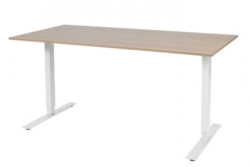 Schaffenburg Electric-T bureau zit-sta (69-116cm) hoogte verstelbaar dmv elektromotoren met 160x80cm kersen licht 20mm blad en wit (RAL9010) frame