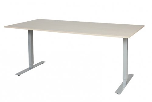 Schaffenburg Electric-T bureau zit-sta (69-116cm) hoogte verstelbaar dmv elektromotoren met 180x90cm lindberg eiken 20mm blad en aluminium (RAL9006) frame