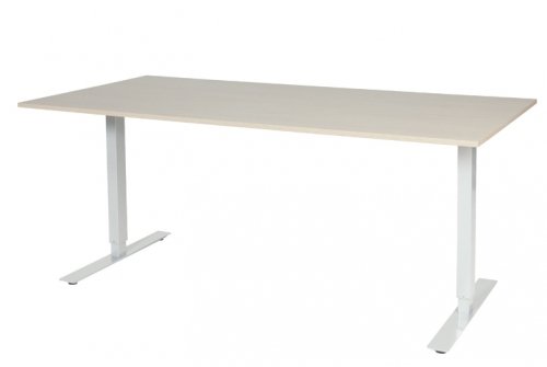 Schaffenburg Electric-T bureau zit-sta (69-116cm) hoogte verstelbaar dmv elektromotoren met 180x90cm lindberg eiken 20mm blad en wit (RAL9010) frame