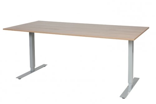 Schaffenburg Electric-T bureau zit-sta (69-116cm) hoogte verstelbaar dmv elektromotoren met 180x90cm kersen licht 20mm blad en aluminium (RAL9006) frame