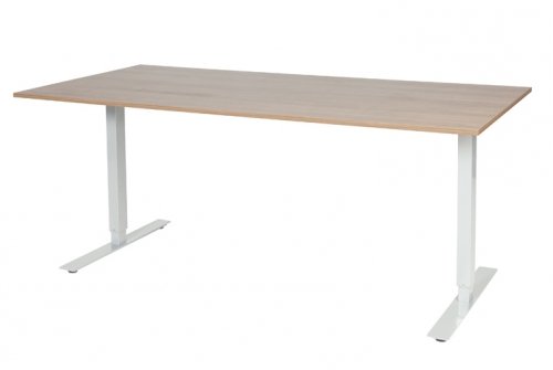 Schaffenburg Electric-T bureau zit-sta (69-116cm) hoogte verstelbaar dmv elektromotoren met 180x90cm kersen licht 20mm blad en wit (RAL9010) frame