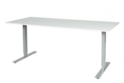 Schaffenburg Electric T bureau zit sta(69 116cm)hoogte verstelbaar dmv elektromotoren met 180x80cm krijtwit 20mm blad en aluminium(RAL9006)frame