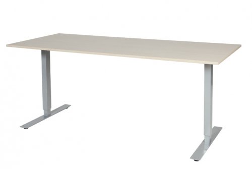 Schaffenburg Electric-T bureau zit-sta (69-116cm) hoogte verstelbaar dmv elektromotoren met 180x80cm lindberg eiken 20mm blad en aluminium (RAL9006) frame