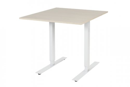 Schaffenburg Electric-T bureau zit-sta (69-116cm) hoogte verstelbaar dmv elektromotoren met 80x90cm lindberg eiken 20mm blad en wit (RAL9010) frame