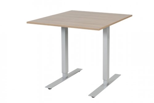 Schaffenburg Electric-T bureau zit-sta (69-116cm) hoogte verstelbaar dmv elektromotoren met 80x90cm kersen licht 20mm blad en aluminium (RAL9006) frame