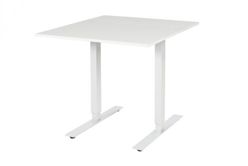 Schaffenburg Electric-T bureau zit-sta (69-116cm) hoogte verstelbaar dmv elektromotoren met 80x90cm licht grijs 20mm blad en wit (RAL9010) frame