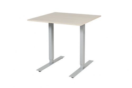 Schaffenburg Electric-T bureau zit-sta (69-116cm) hoogte verstelbaar dmv elektromotoren met 80x80cm lindberg eiken 20mm blad en aluminium (RAL9006) frame