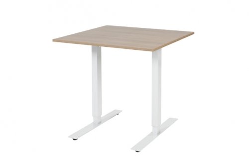 Schaffenburg Electric-T bureau zit-sta (69-116cm) hoogte verstelbaar dmv elektromotoren met 80x80cm kersen licht 20mm blad en wit (RAL9010) frame