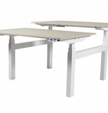 Electric-T Duo Plus werkplekken, zit-sta (64-130cm) hoogte verstelbaar dmv 2 elektromotoren per wp met 180x80cm 20mm bladen en H-frame