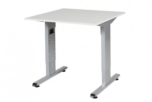 T-lines bureau, hoogte instelbaar (61-90cm) met 80x80cm 20mm blad en t-poot frame met rechte tenen