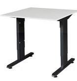 Schaffenburg T-lines bureau, hoogte instelbaar (61-90cm) met 80x80cm 20mm blad en t-poot frame met rechte tenen