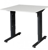 T-lines bureau, hoogte instelbaar (61-90cm) met 80x80cm 20mm blad en t-poot frame met rechte tenen