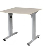 T-lines bureau, hoogte instelbaar (61-90cm) met 80x80cm 20mm blad en t-poot frame met rechte tenen