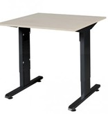 T-lines bureau, hoogte instelbaar (61-90cm) met 80x80cm 20mm blad en t-poot frame met rechte tenen