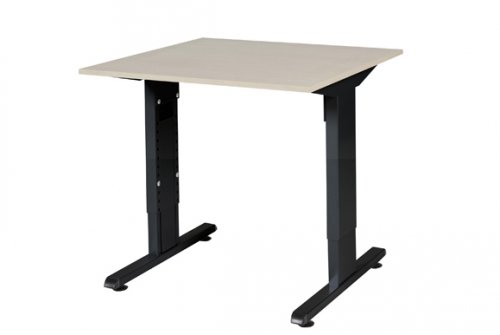 T-lines bureau, hoogte instelbaar (61-90cm) met 80x80cm 20mm blad en t-poot frame met rechte tenen