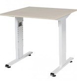 T-lines bureau, hoogte instelbaar (61-90cm) met 80x80cm 20mm blad en t-poot frame met rechte tenen