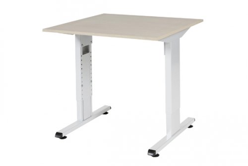 T-lines bureau, hoogte instelbaar (61-90cm) met 80x80cm 20mm blad en t-poot frame met rechte tenen