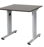 T-lines bureau, hoogte instelbaar (61-90cm) met 80x80cm 20mm blad en t-poot frame met rechte tenen